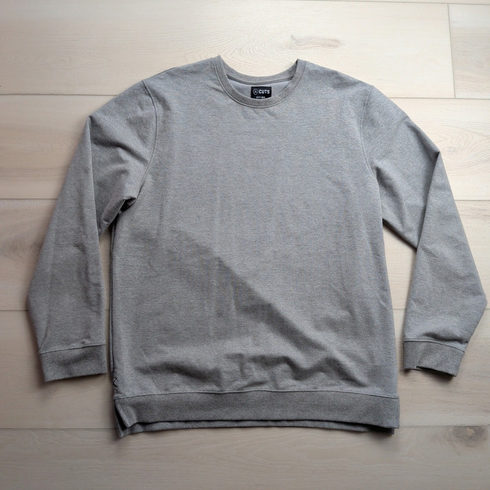 Cuts Hyperloop Split-Hem Sweatshirt Mens XXL Heather Grey Crewneck Pullover